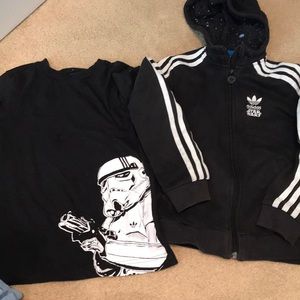 Adidas Star Wars boys XS shirt and hoodie